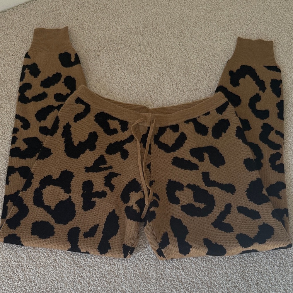 MADELINE THOMPSON Cashmere mix Leopard Pattern Joggers - Brown & Black